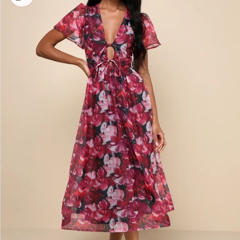 Floral Midi Wedding Guest Dress 🥀